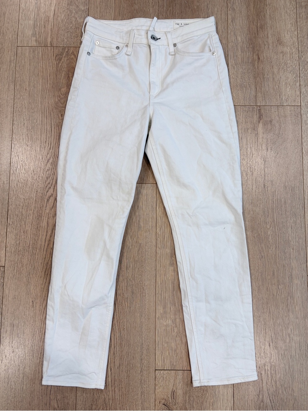 Rag & Bone Nina High Rise Ankle Cigarette Jeans Ecru Cream Size 27